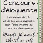 Invitation au concours d’éloquence Mardi 30 avril 15h-17h salle C201